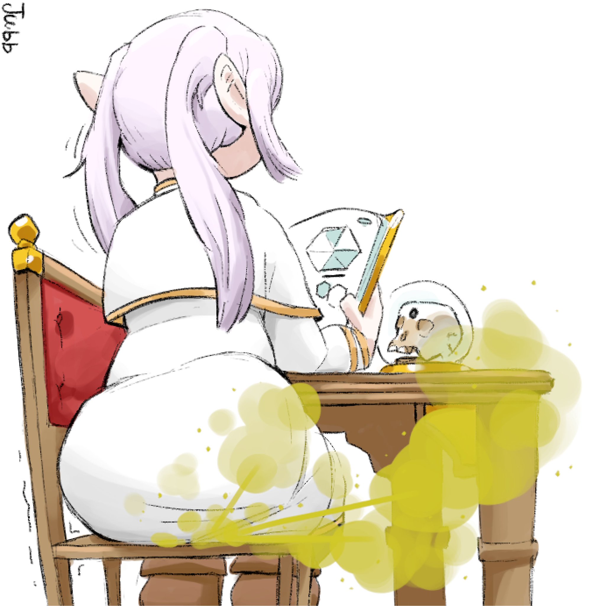 elf, elf ears, elf female, elf girl, fart, fart cloud, fart fetish, farting, farts, female, female only, frieren, frieren beyond journey's end, jubb, sousou no frieren