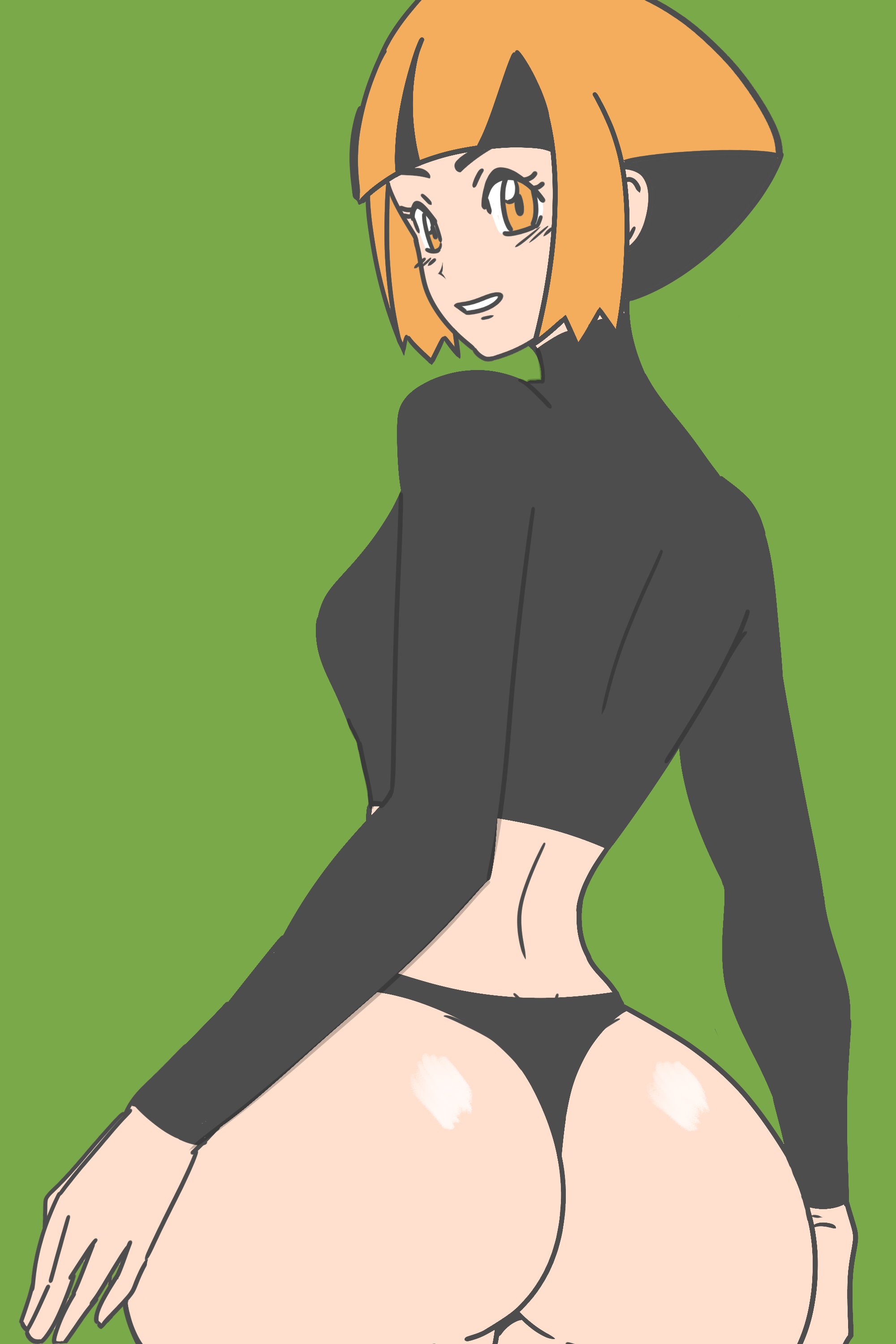 1girls, aussy, big ass, female, gardenia (pokemon), huge ass, orange hair, partially clothed, pokegirl, pokemon, pokemon dppt, red hair, thick thighs, thong, wide ass, wide hips, woman