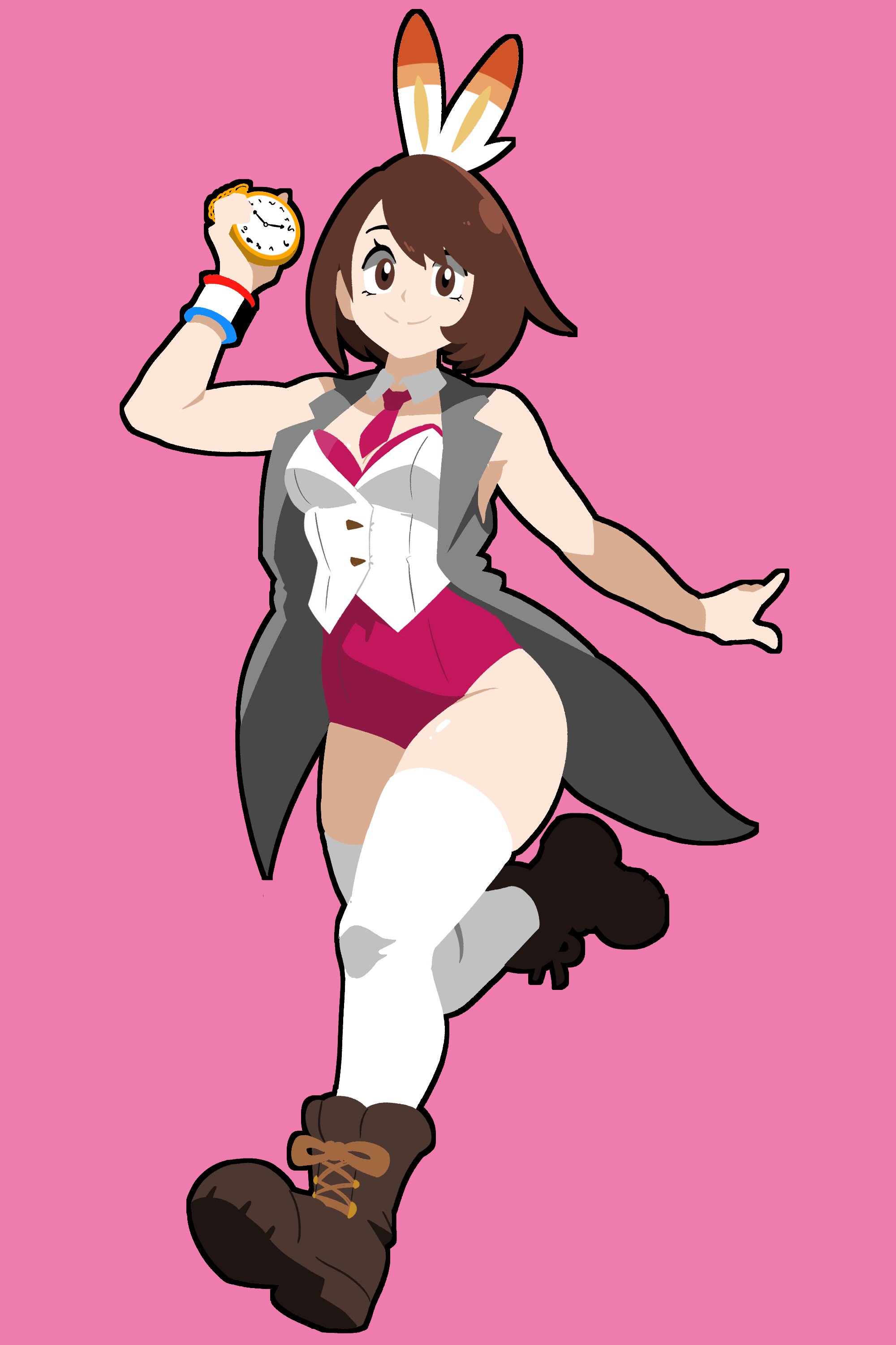 aussy, gloria (pokemon), leotard, long legs, magician, nintendo, pokemon, pokemon ss, scorbunny (cosplay), thick thighs