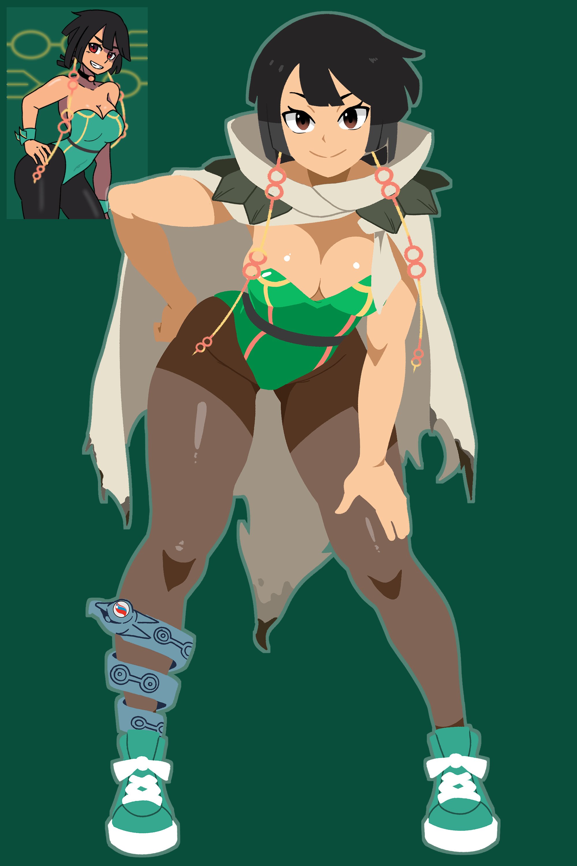 aussy, breasts, female, hip dips, large breasts, leggings, leotard, mega rayquaza (cosplay), nintendo, pokemon, pokemon oras, rayquaza (cosplay), zinnia (pokemon)