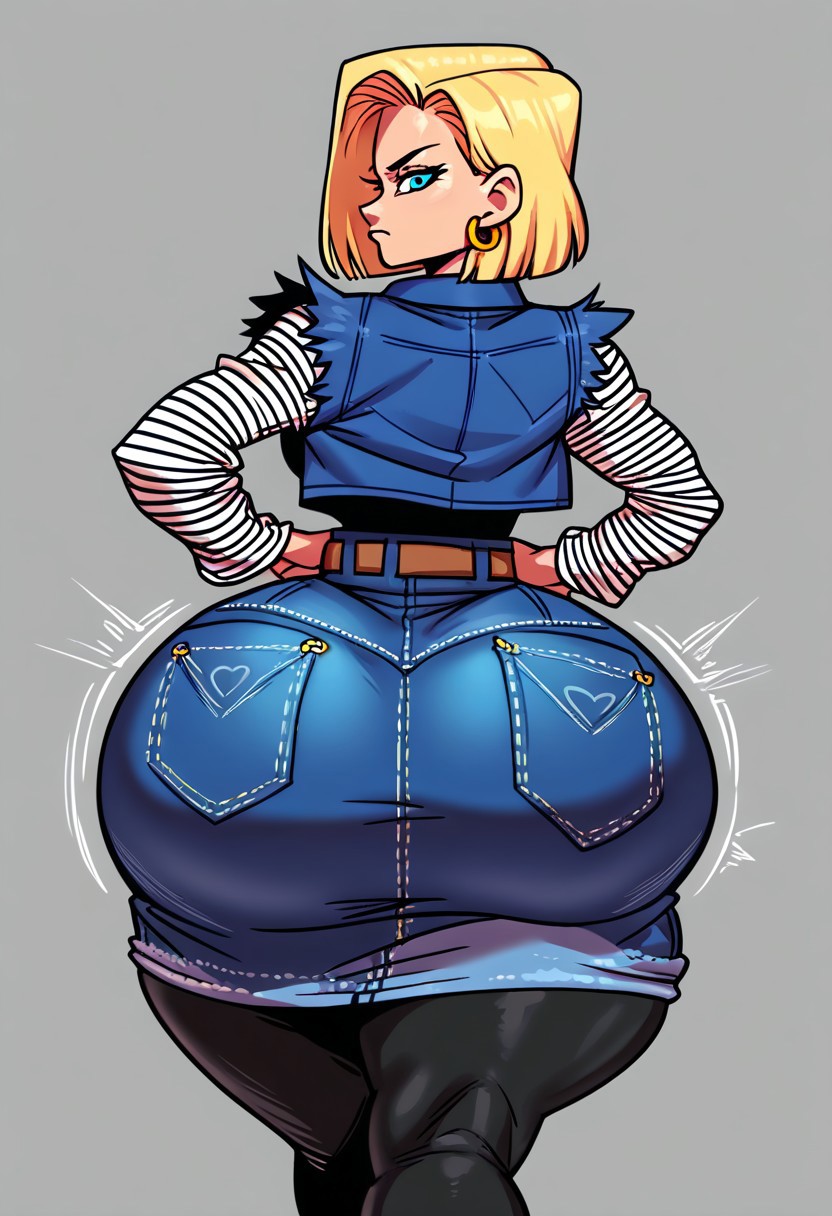 ai_generated android_18 big_ass dragon_ball dragon_ball_z gigantic_ass gvukub huge_ass thick_thighs walking wide_hips wobbling_ass