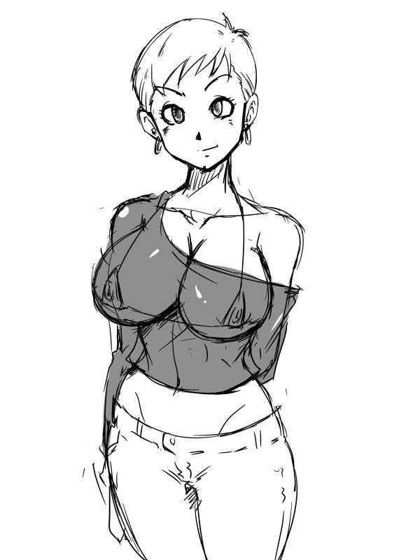 1girls, 2d, ass, breasts, cameltoe, cleavage, curvy, dragon ball, erect nipples, female, huge areolae, huge ass, huge breasts, monochrome, nipples, puffy nipples, pussy, rickert kai, short hair, sketch, solo, thick lips, tights (dragon ball), tights briefs, voluptuous, wide hips