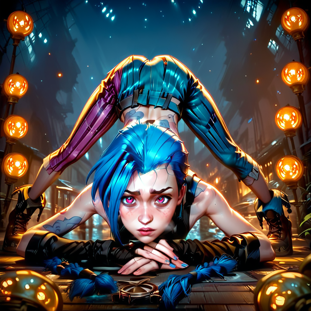 ai_generated big_eyes clothed jack-o_pose jinx_(league_of_legends) skinny