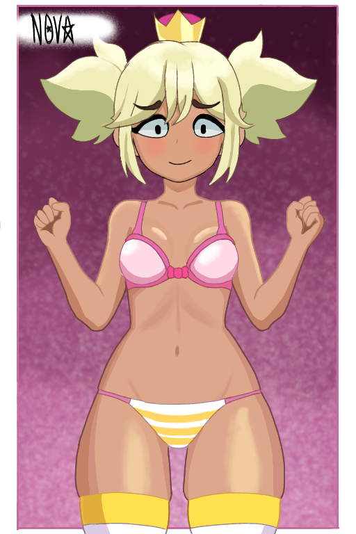 bikini bra crown dark-skinned_female mandy_(brawl_stars) panties socks striped_bikini striped_socks