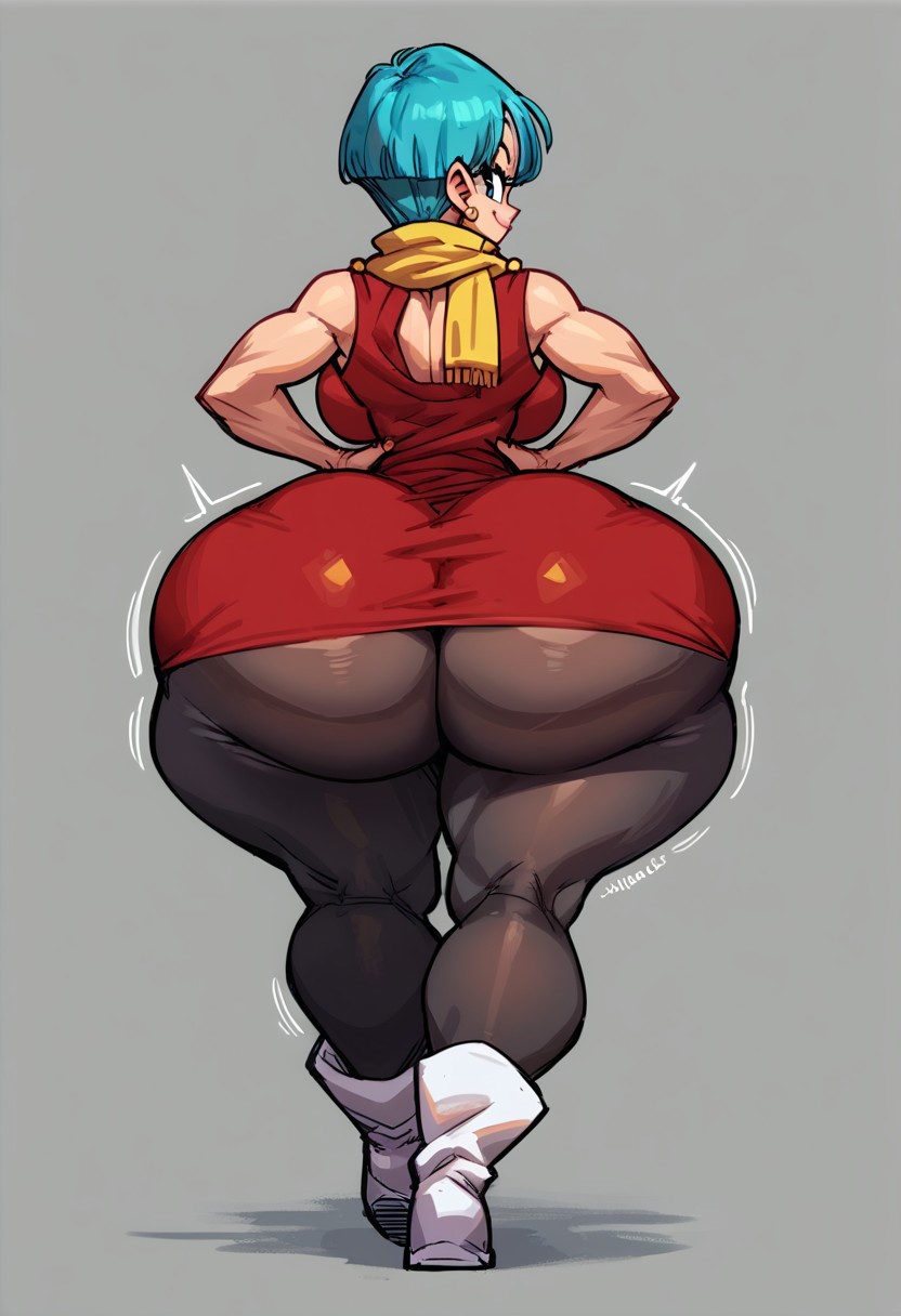 ai_generated big_ass big_breasts bulma_briefs dragon_ball dragon_ball_z gigantic_ass gvukub huge_ass thick_thighs wide_hips wobbling_ass