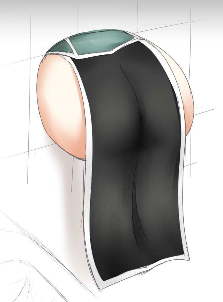 1girls ass ass_focus chikuma_(kantai_collection) female kantai_collection lovelovemaid pelvic_curtain remodel_(kantai_collection) through_wall tone_(kantai_collection) wall