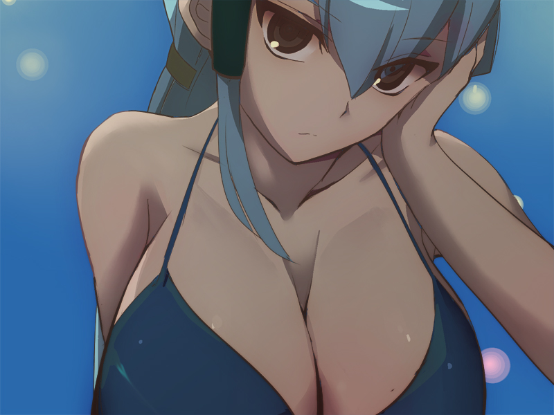 1girls alternate_breast_size cardfight!!_vanguard gillian_chen large_breasts looking_at_viewer no_sex oda_koziki solo swimsuit