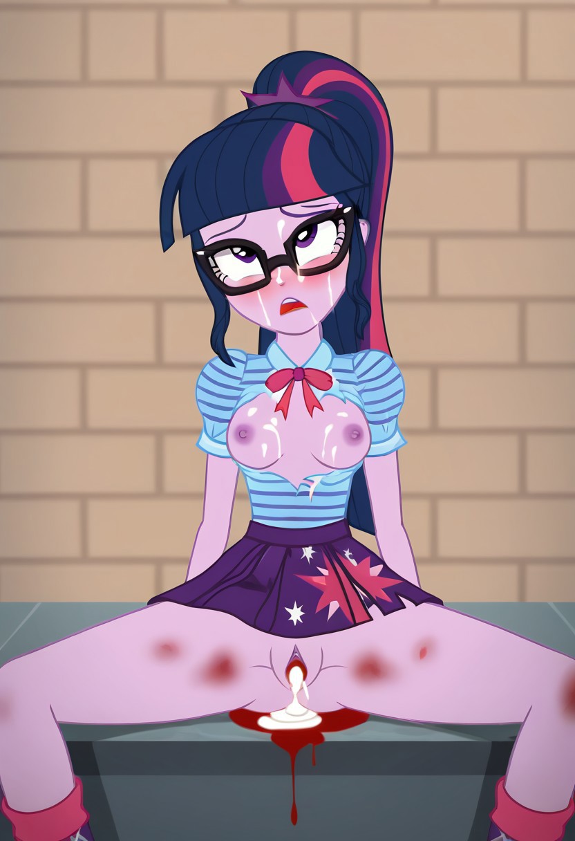 ai_generated blood breasts breasts_out bruise clothing corpse cum cum_in_pussy dead dead_eyes death empty_eyes equestria_girls female female_focus glasses hasbro my_little_pony necrophilia nipples open_mouth ponytail pussy sex short_skirt sitting skirt striped_clothing torn_clothes twilight_sparkle_(eg) twilight_sparkle_(mlp) vulva