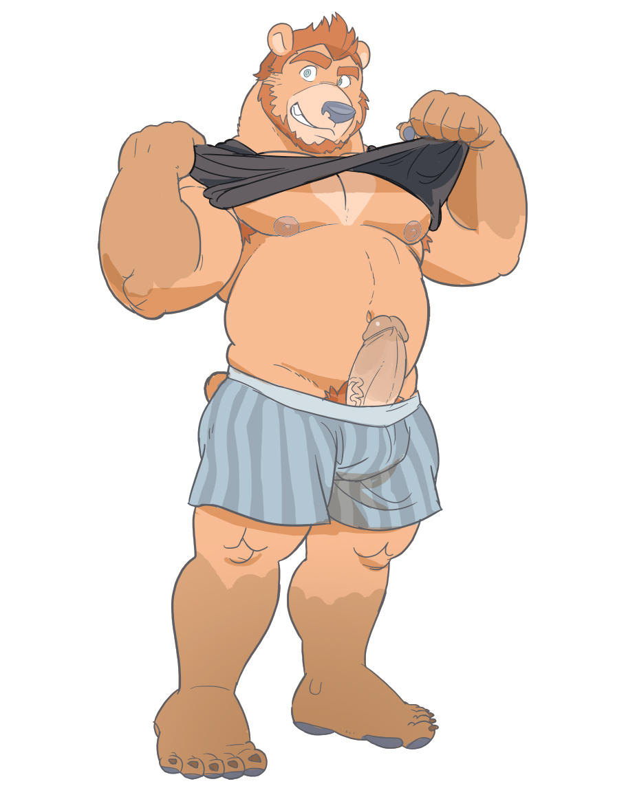 2015 bear beard bulge feet humanoid_penis penis solo spookeedoo underwear white_background