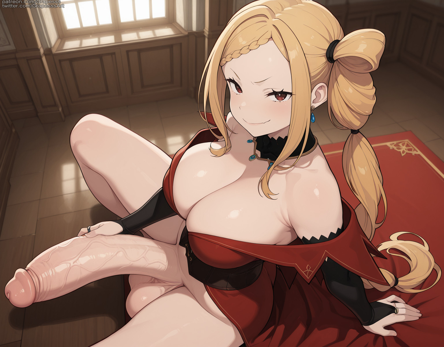 ai generated, futanari, grapesss, intersex, light skin, light-skinned futa, priscilla barielle, re:zero kara hajimeru isekai seikatsu, solo futa