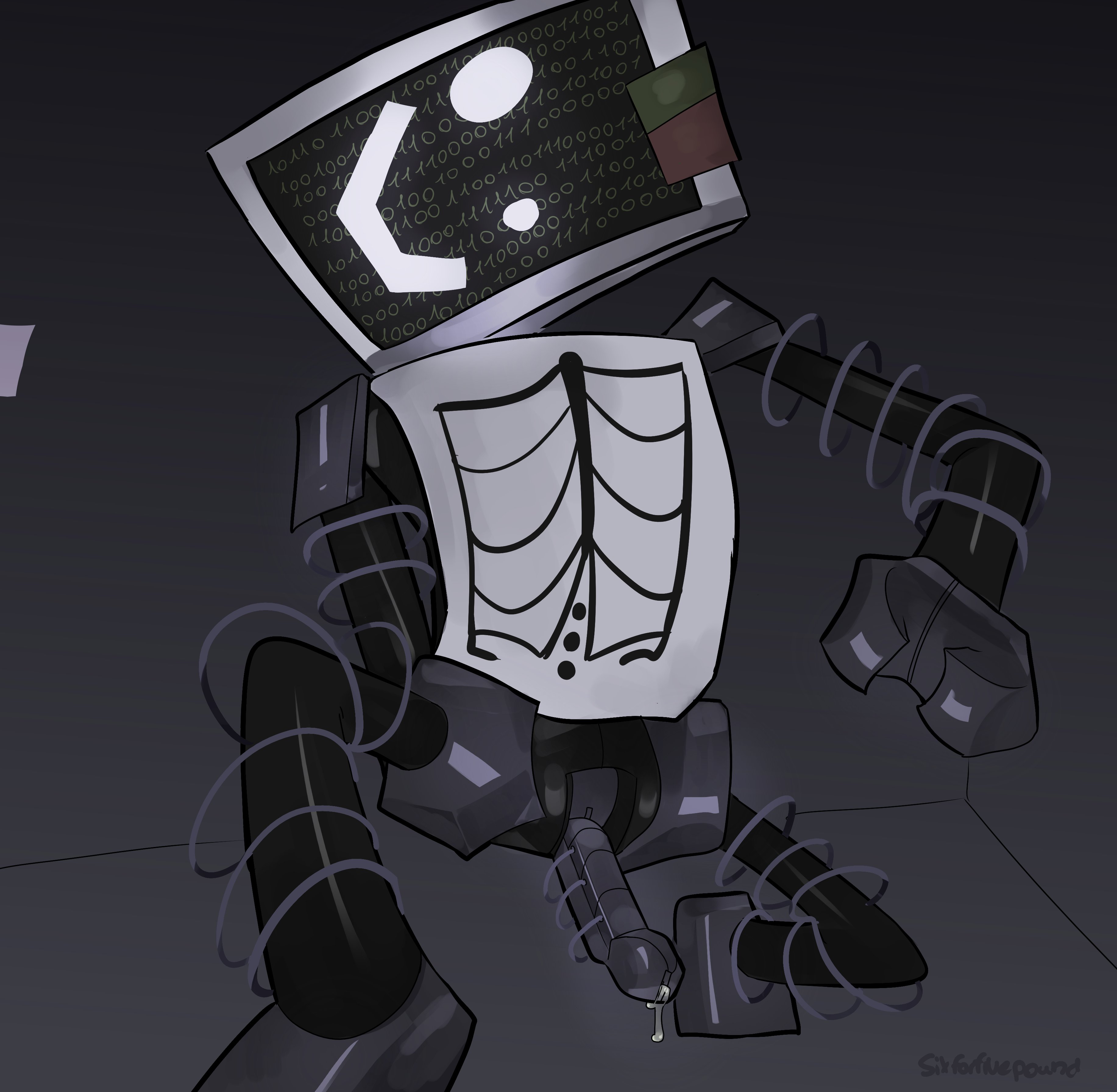 1boy, artist name, badware (die of death), c:, die of death (roblox), first porn of character, male, male only, penis, precum, precum drip, roblox, roblox game, robot, robot penis, screen face, sixforfivepound, solo male, tagme, tv head