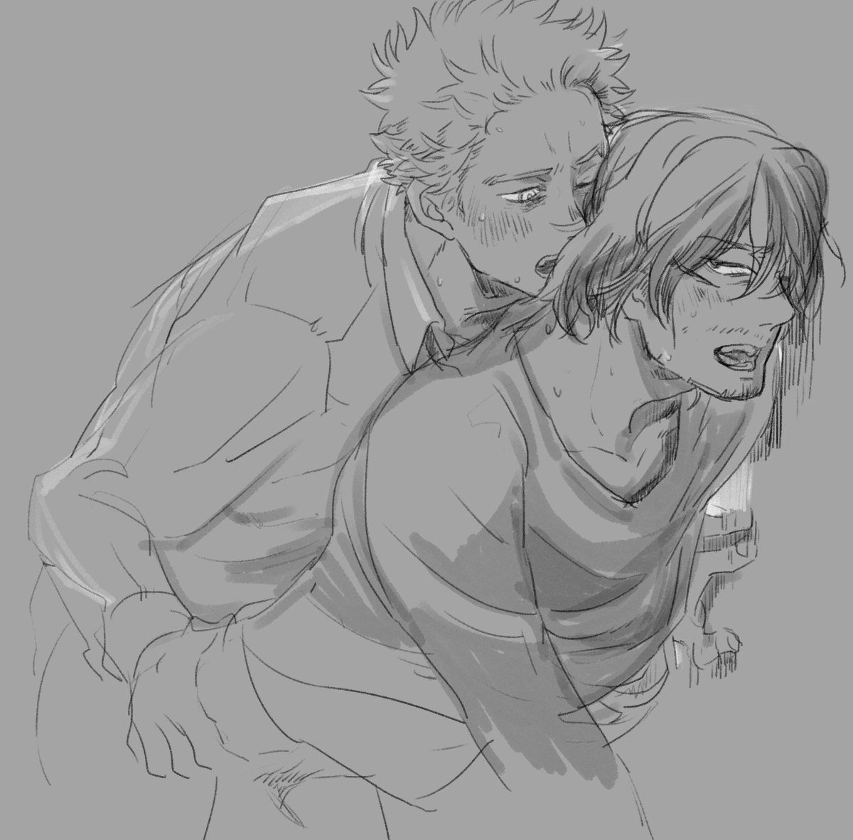 2boys, anal, bottomless, facial hair, gay, hitoshi shinso, male, male only, male penetrated, multiple boys, multiple males, my hero academia, shouta aizawa, student, tagme, teacher, teacher and student, yaoi, younger penetrating older