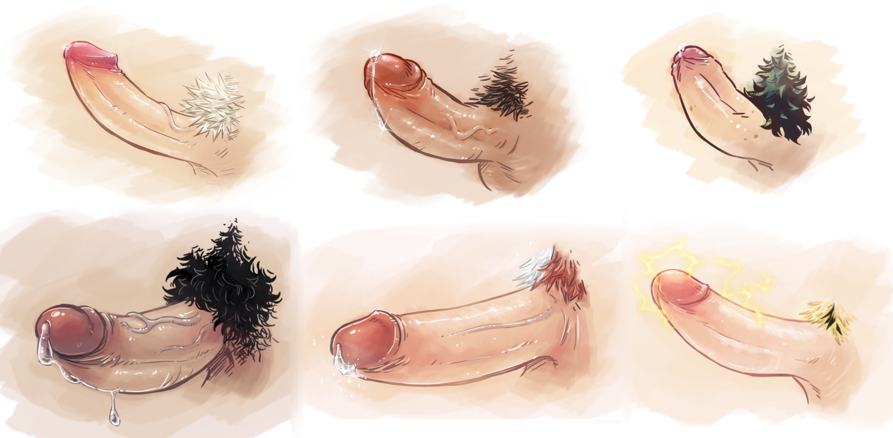 6boys, aizawa shouta, balls, big penis, boku no hero academia, denki kaminari, eijirou kirishima, foreskin, gay, izuku midoriya, katsuki bakugou, male, medium penis, my hero academia, partially retracted foreskin, penis, penis focus, penis size difference, retracted foreskin, shouto todoroki, small penis, source request, syblatortue, uncircumcised, yaoi