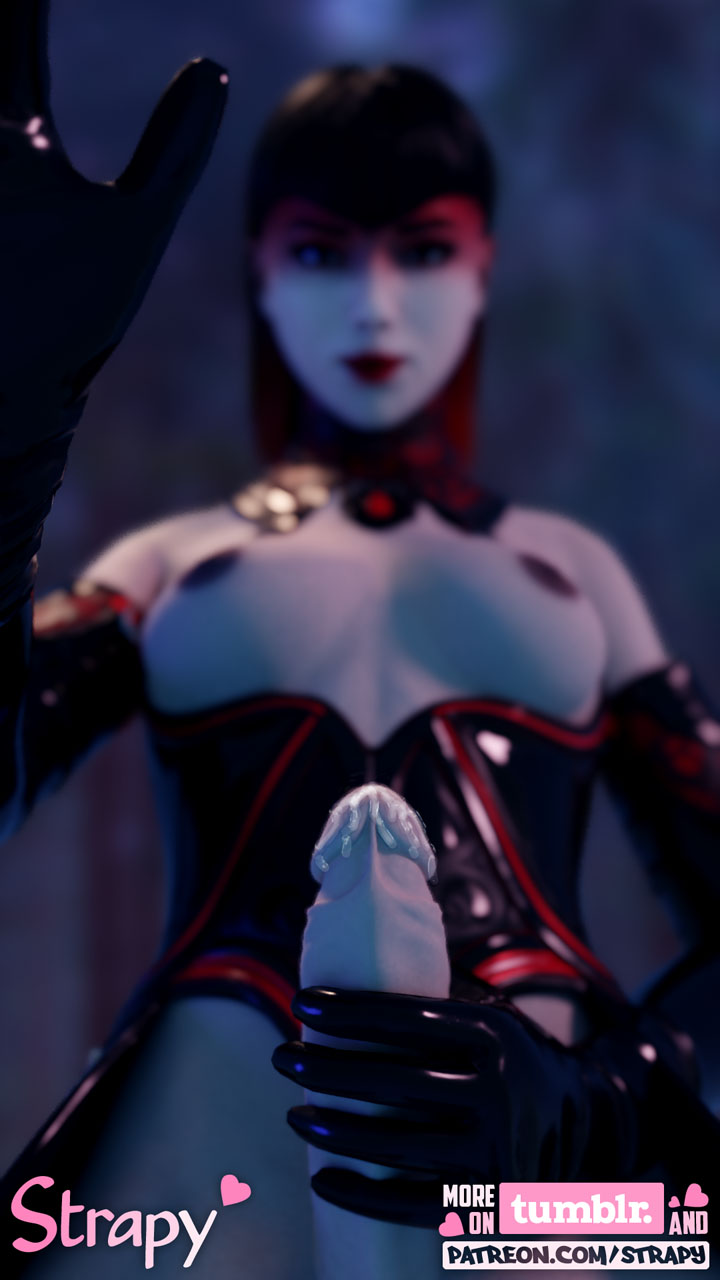 1futa, 3d, areolae, blender, breasts, countess (paragon), dickgirl, erection, futa only, futanari, intersex, latex, looking at viewer, masturbation, nipples, paragon, penis, rubber, solo, solo futa, strapy, taker pov