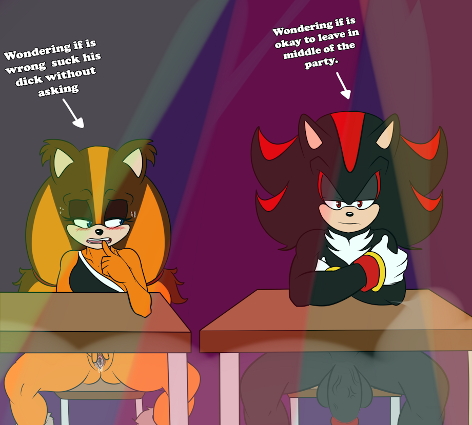 anthro bite blush bored duo female finger_bite finger_in_mouth genitals male male/female masturbation party penis pussy sega shadow_the_hedgehog sonic_boom sonic_the_hedgehog_(series) soulyagami64 sticks_the_jungle_badger thinking
