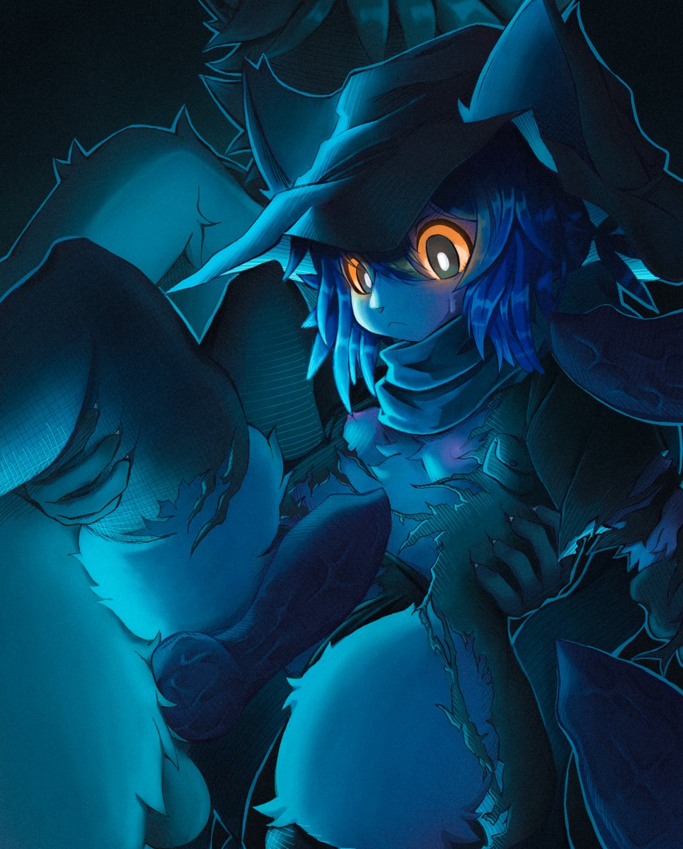 blue hair, canine, cat ears, cat girl, clothed sex, cock, commission, commission art, commissioner upload, female, forced, fur, furry, furry female, furry only, gangbang, grabbing, hat, interspecies, knot, male, multiple boys, multiple males, multiple penises, niko (oneshot), nipples, oneshot, penis, penises touching, ripped clothing, suprised, sweat, thighs, torn clothes, vasuwaru