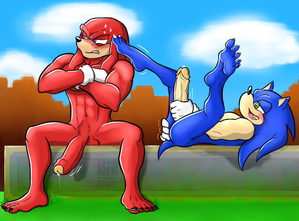 anthro duo echidna foreskin glans hedgehog humanoid_penis knuckles_the_echidna male male_only mammal masturbation monotreme nsfw-hideous partially_retracted_foreskin penile penile_masturbation penis retracted_foreskin sonic_(series) sonic_the_hedgehog uncut yaoi