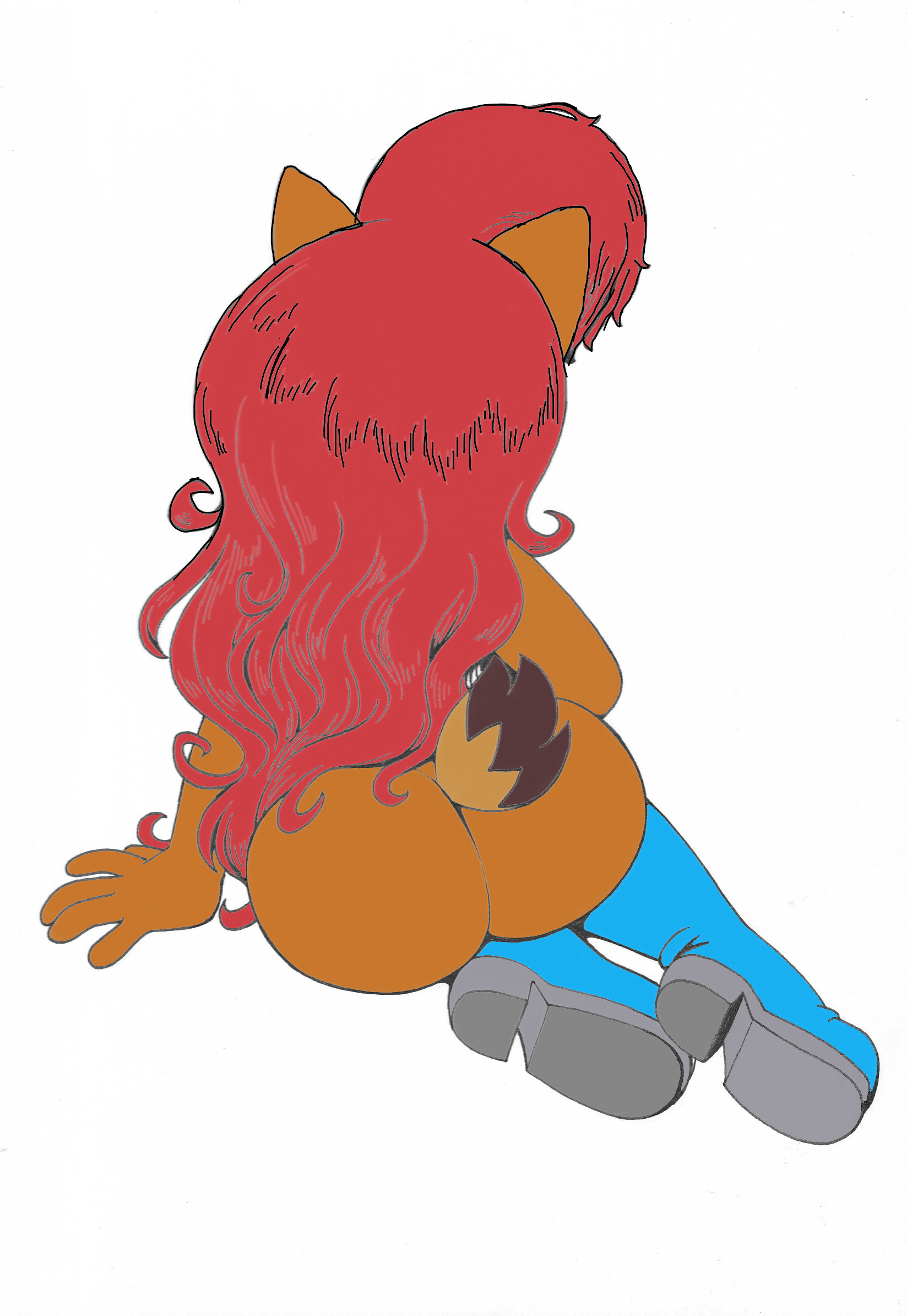 1girls, archie comics, ass, bubble butt, color edit, fat ass, female, from behind, huge ass, nude, omegasunburst, sally acorn, sega, sonic (series)