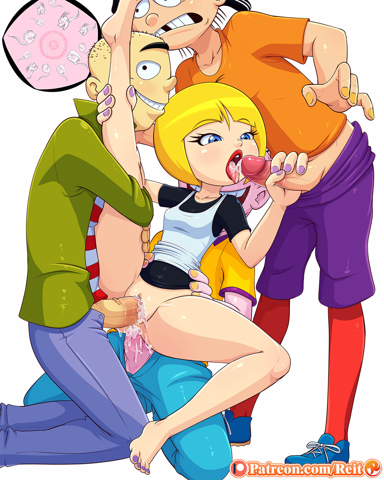 1girls 3boys anal anal_penetration blonde_hair bottomless cartoon_network clothed_sex clothing cum cum_in_ass cum_in_mouth cum_in_pussy cum_inside double_penetration ed_(ed_edd_n_eddy) ed_edd_n_eddy edd eddy_(ed_edd_n_eddy) fellatio female fertilization from_behind gangbang group_sex impregnation male mixed_cum_impregnation nazz_van_bartonschmeer open_mouth oral ovum penetration penile_penetration penis penis_in_ass penis_in_pussy pussy reit sex short_hair sperm_cell_with_face vaginal_penetration x-ray