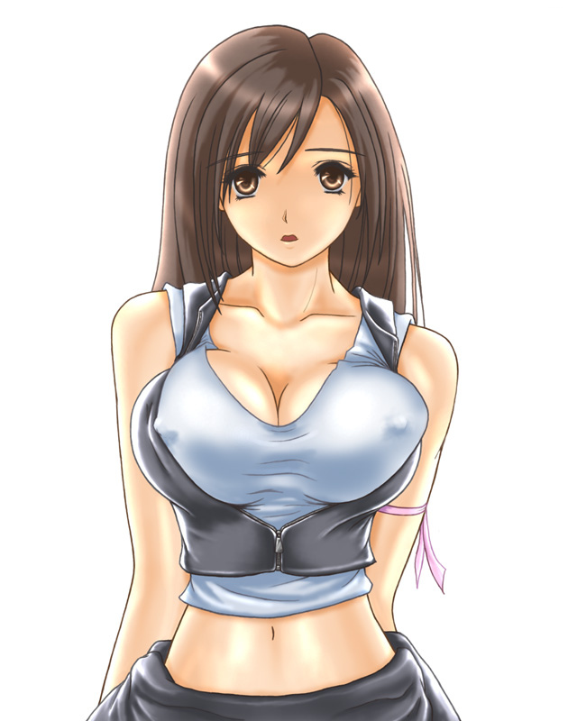 artist_request cleavage clothing erect_nipples erect_nipples_under_clothes female female_only final_fantasy final_fantasy_vii final_fantasy_vii_advent_children huge_breasts human long_hair solo straight_hair tifa_lockhart