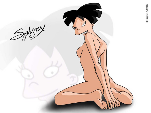 1girls 2005 amy_wong artist_signature black_hair female female_only futurama human solo sphynx toony