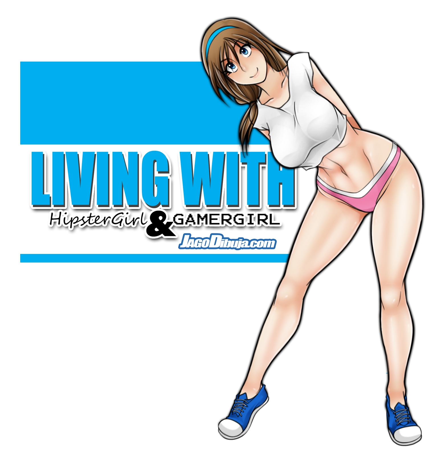 1girls, blue eyes, erika (living with hipstergirl and gamergirl), female, female only, jago dibuja, living with hipstergirl and gamergirl, shoes, sneakers, solo