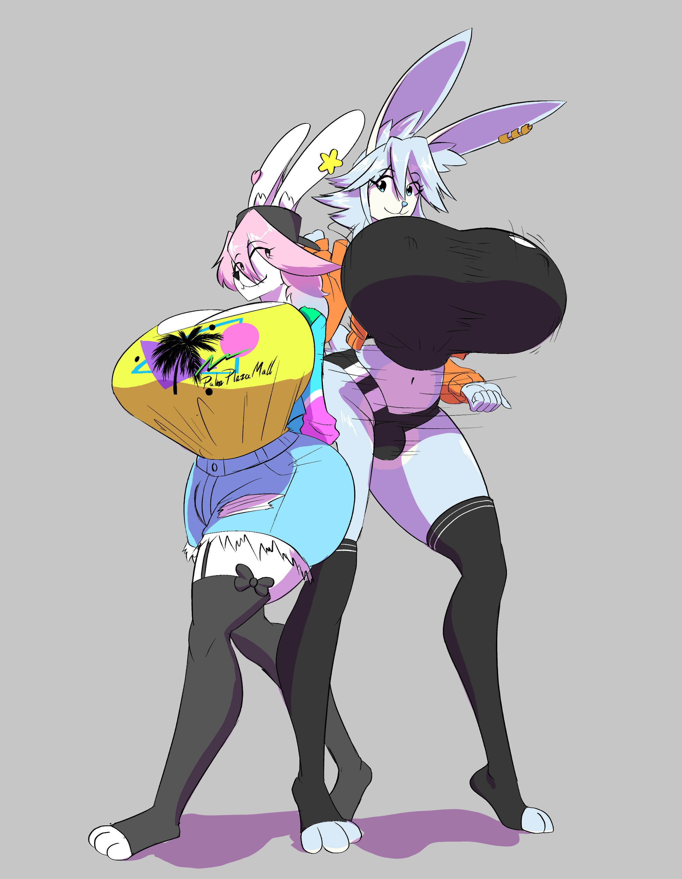 2boys, big breasts, breasts, busty male, destrowrath, furry, huge breasts, male, male with breasts, peanut butter (theycallhimcake), thick thighs, tristan (bluebunboi), wide hips