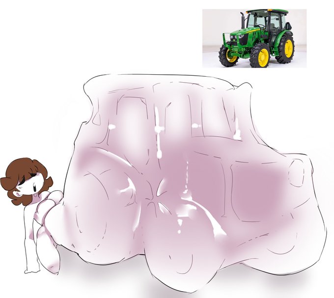 completely_nude completely_nude_female happylikeawall happylikeawall_(artist) huge_belly object_vore official_art tractor vore vore_belly