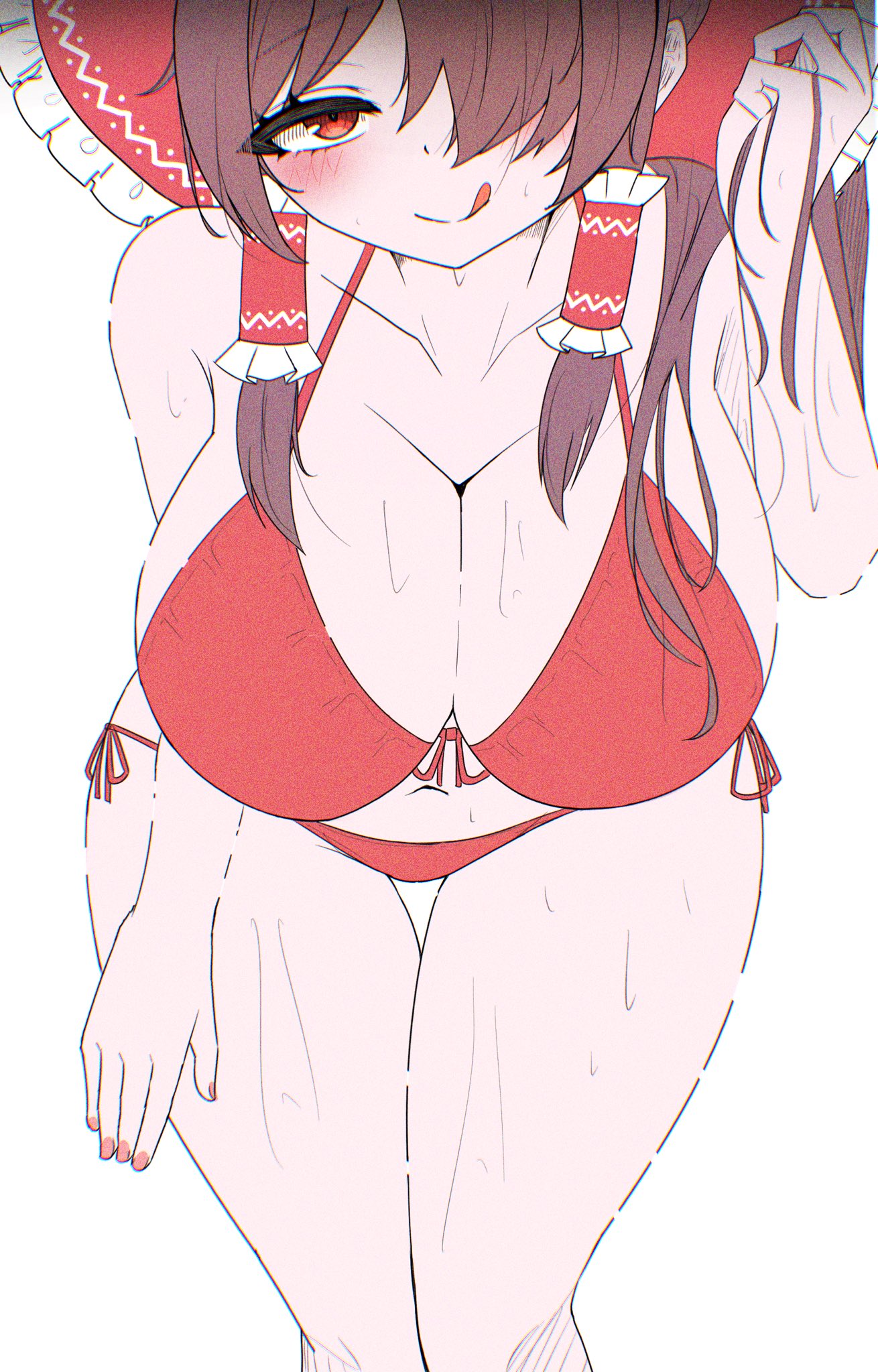 1girls, bikini, breasts, long hair, mikan7f, reimu hakurei, swimsuit, tagme, touhou