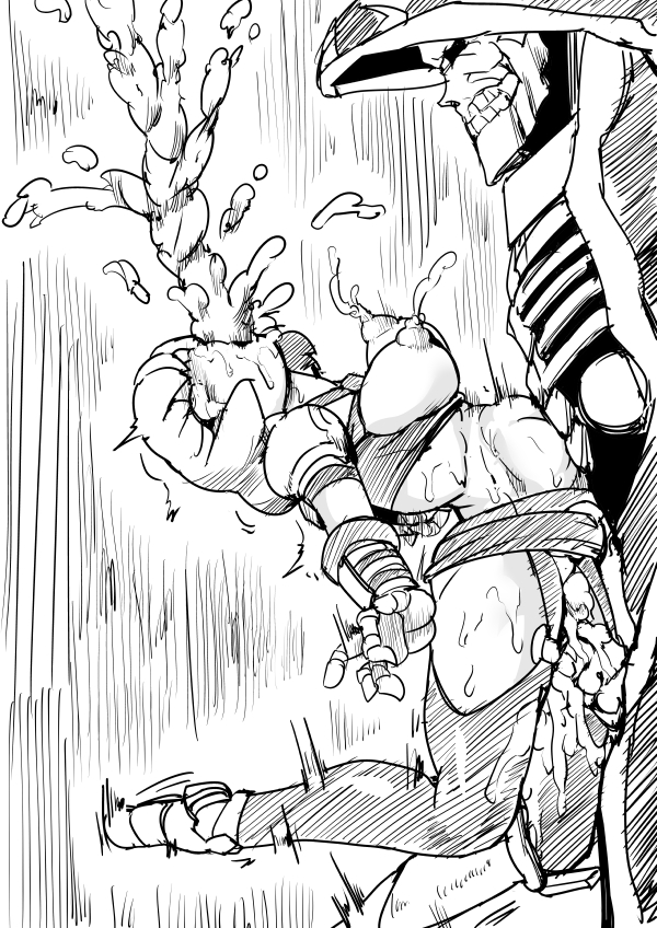 1boy, 1girls, ainz ooal gown, big breasts, breasts, clementine (overlord), cum, cum through, defeated, exposed breasts, female, gore, guro, male, male/female, milk, monochrome, monster, nipples, overlord (maruyama), rape, rolling eyes, skeleton, stomach bulge, syo-ryu-pen
