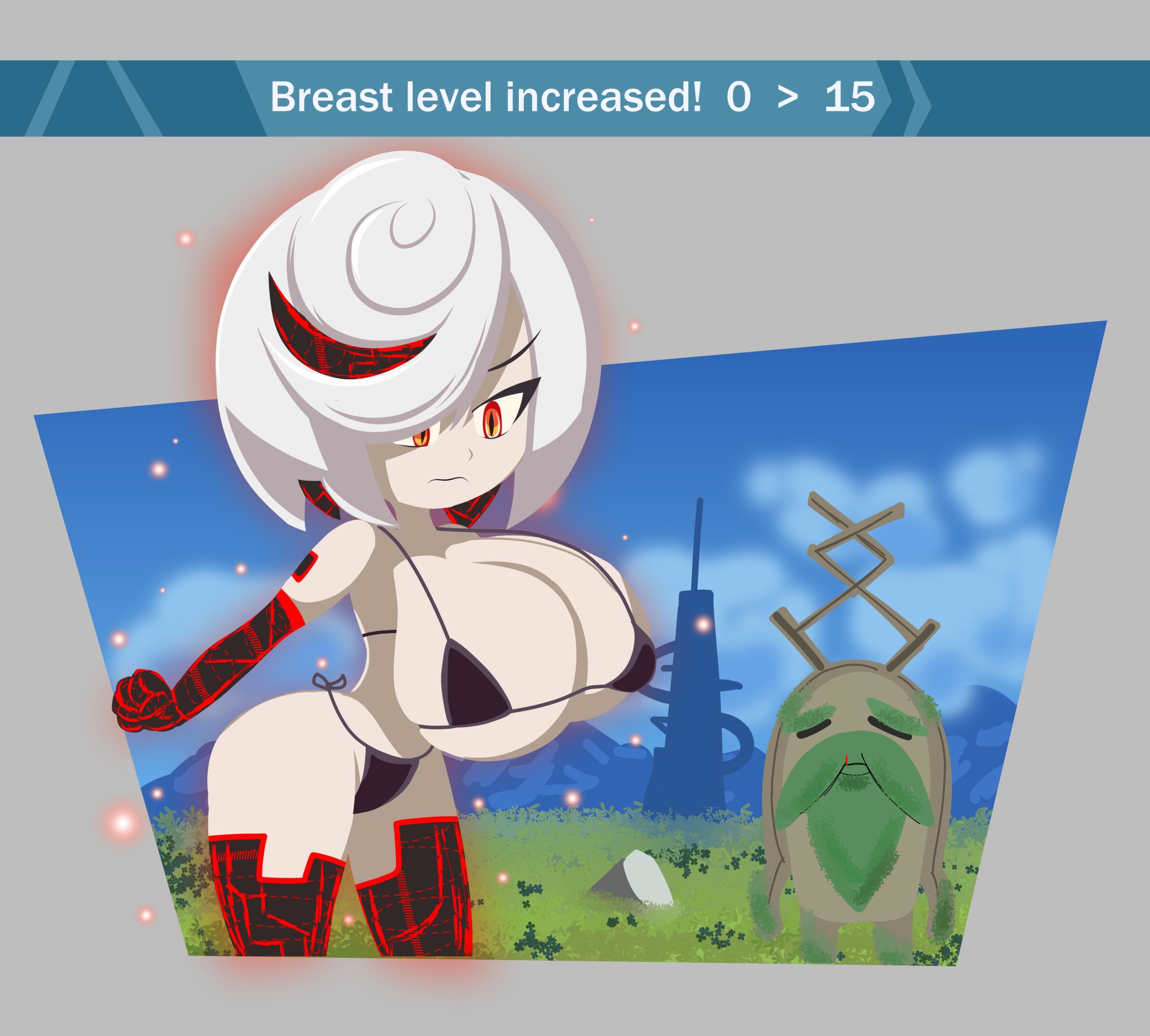 1girls, aged up, big ass, bikini, breast expansion, massive breasts, sage (sonic frontiers), shortstack, sonic (series), thick thighs, white hair, yelladrill