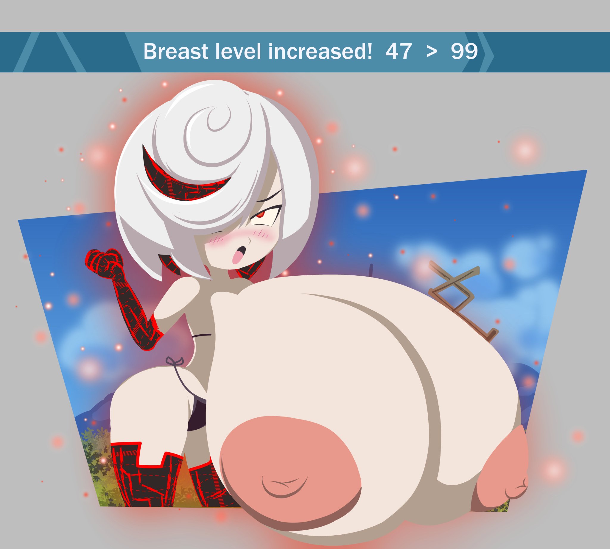 aged up, alternate breast size, alternate breast size (larger), alternate version available, big ass, breast enlargement, breast expansion, breast growth, breast growth (enlargement), breasts bigger than body, breasts bigger than head, gameplay mechanics, hyper, hyper breasts, massive breasts, non-euclidean border, out of border, sage (sonic frontiers), shortstack, sonic (series), thick thighs, top heavy, white hair, yelladrill