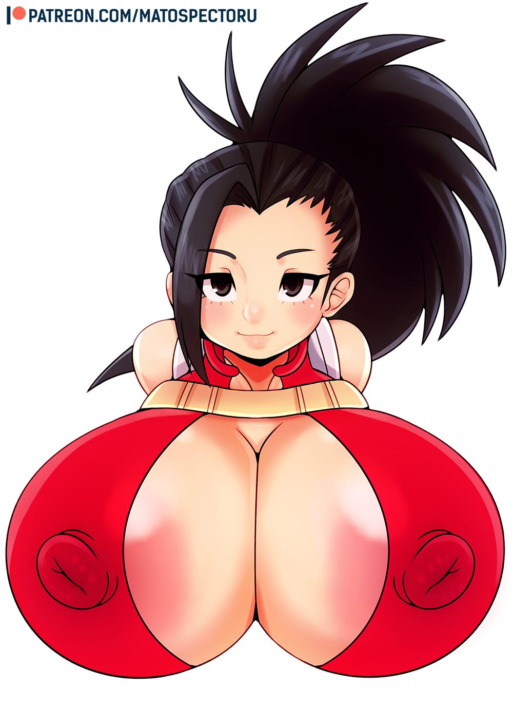 1girls big_breasts black_eyes black_hair breasts bust bust_style busty cleavage clothing female female_only hair huge_breasts large_breasts light-skinned_female light_skin matospectoru momo_yaoyorozu my_hero_academia nipple_bulge patreon solo url