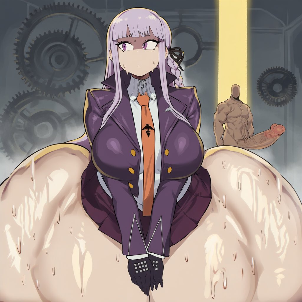 1boy 1girls ai_generated before_sex big_penis danganronpa danganronpa:_trigger_happy_havoc irxsvielwriter kirigiri_kyouko meme penis penis_bigger_than_body sweating thick_thighs thighs thighs_bigger_than_head worried younger_female