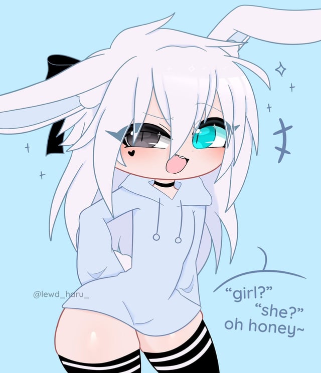 bunny ears, gacha, gacha club, gacha life, haru (lewd haru), lewd haru (artist), thighhighs