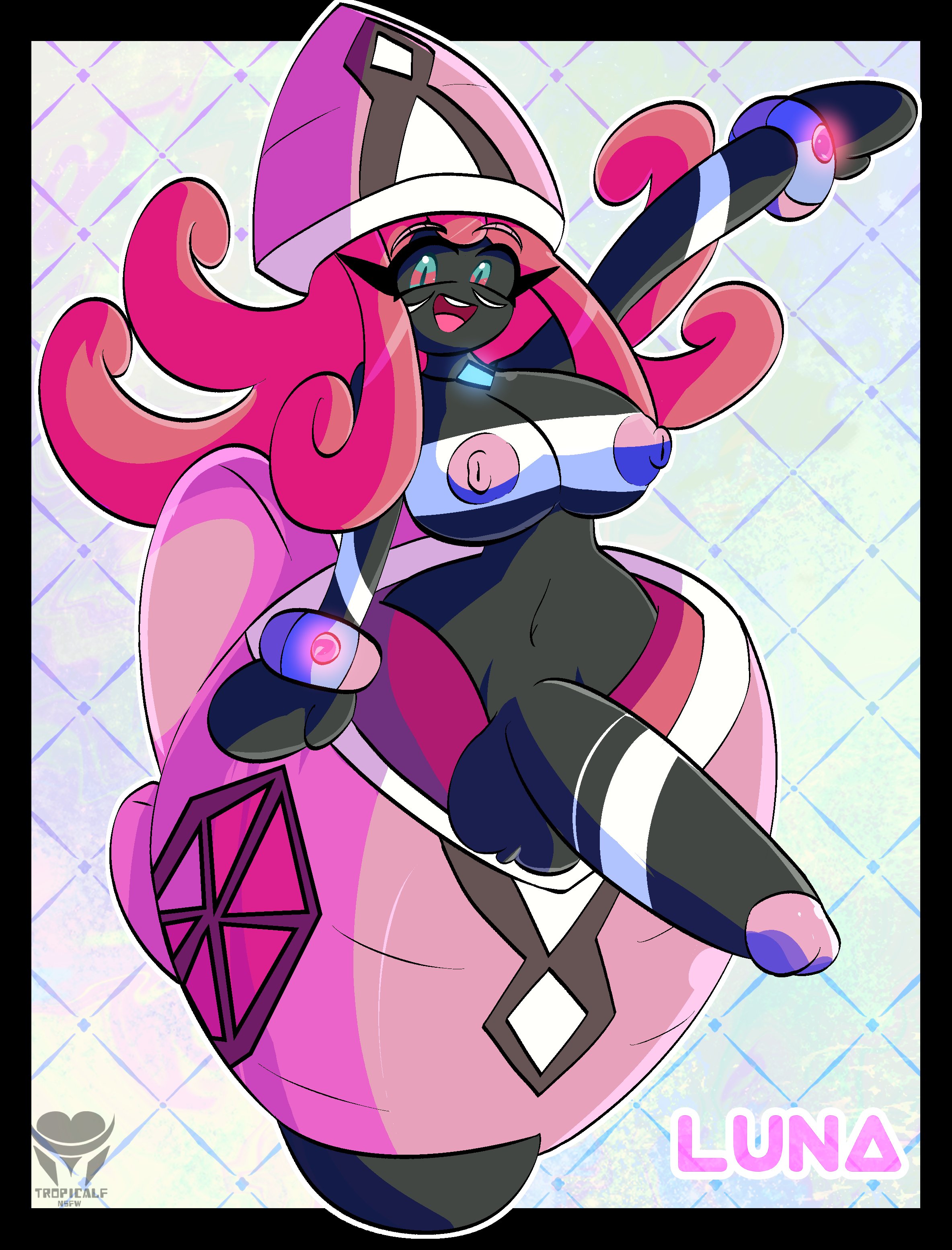 anthro, anthrofied, big breasts, breasts, dickgirl, futa only, futanari, intersex, legendary pokemon, pokémon (species), pokemon, pokemon (species), solo, tagme, tapu lele, tropicalf