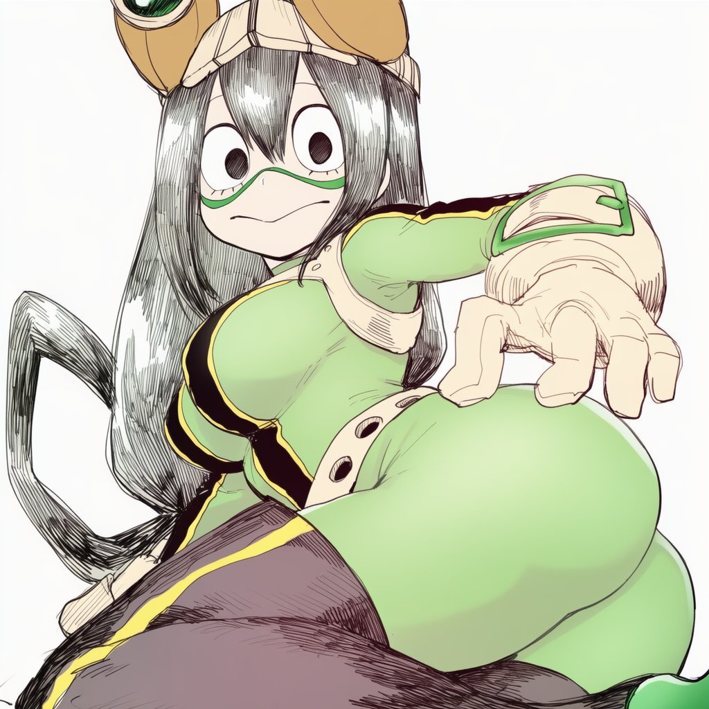 ai generated, breasts, bubble butt, dat ass, female, lapis slopzuli, my hero academia, tsuyu asui, uravity98114