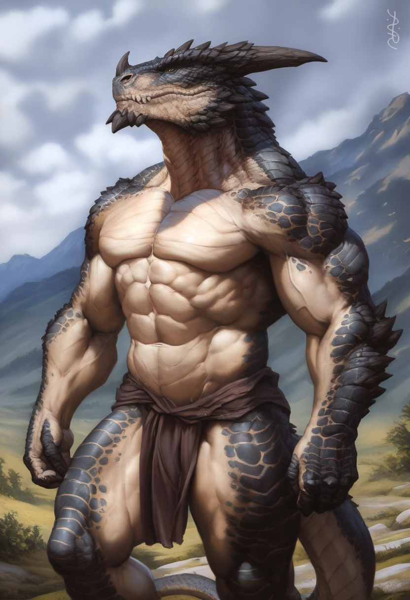 1boy 2024 abs ai_generated anthro avaru biceps claws dragon dragon_horns dragon_humanoid fangs fantasy fantasy_creature grey_body grey_scales loincloth male male_only muscular muscular_male mythological_creature reptile reptile_boy reptile_humanoid scaled_dragon scales scalie solo tagme teeth