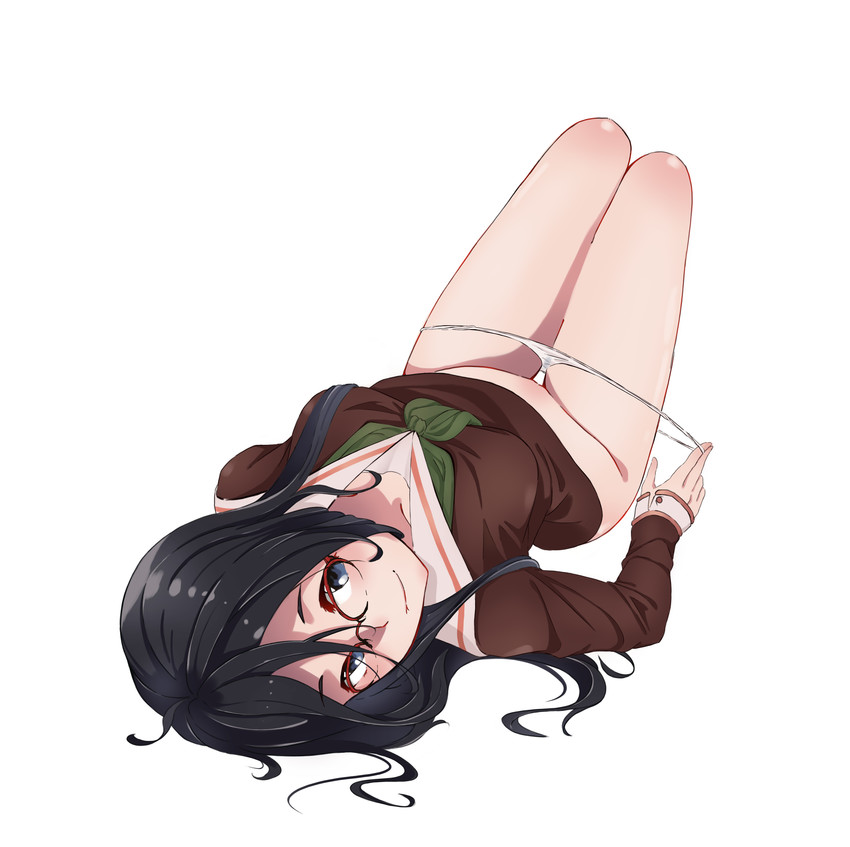 clothing, glasses, hibike! euphonium, lying, panties, tagme, tanaka asuka, undressing