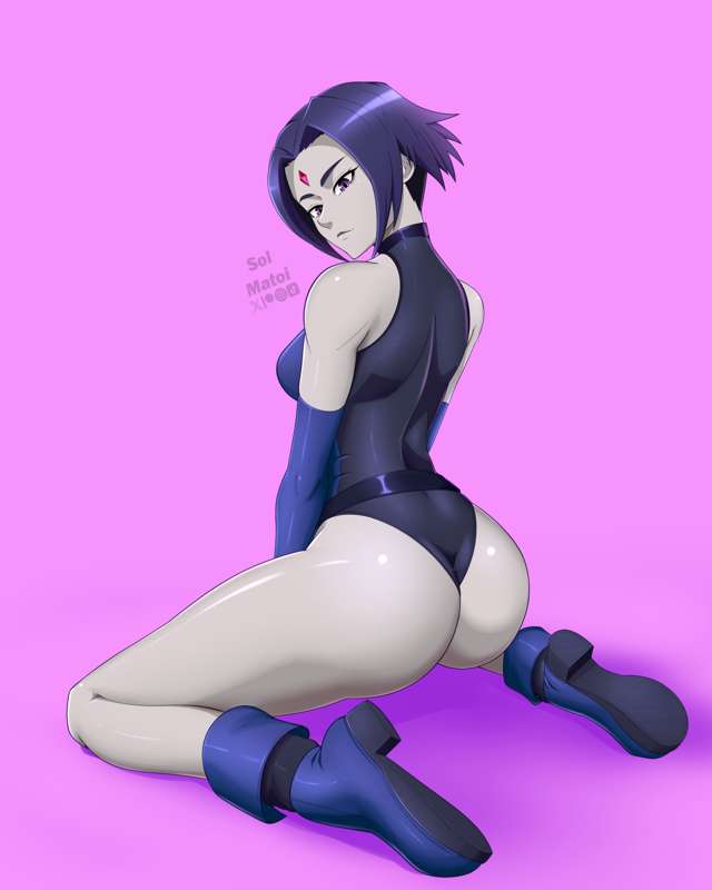 1girls ass ass_focus back_to_viewer back_view dc dc_comics fat_ass multiversus on_knees partially_clothed purple_hair rachel_roth raven_(dc) raven_(multiversus) solmatoi teen_titans warner_bros warner_brothers