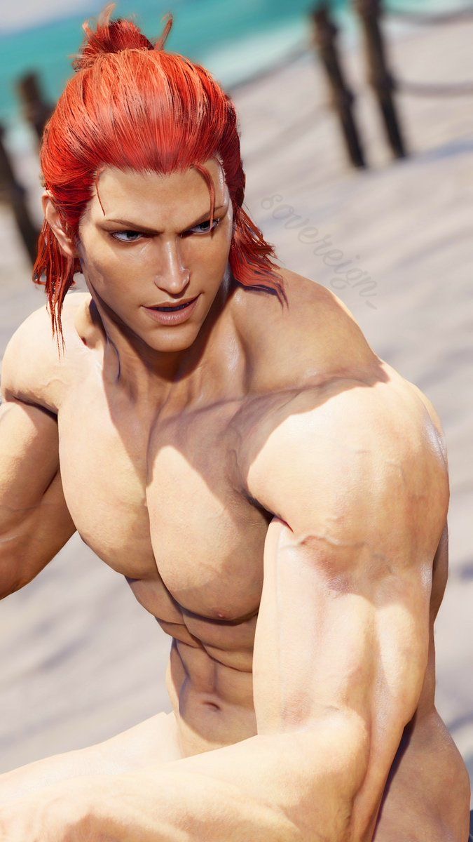 bandai_namco buff hwoarang korean male male_only naked namco redhead six_pack smiley_face tekken tekken_8 veins