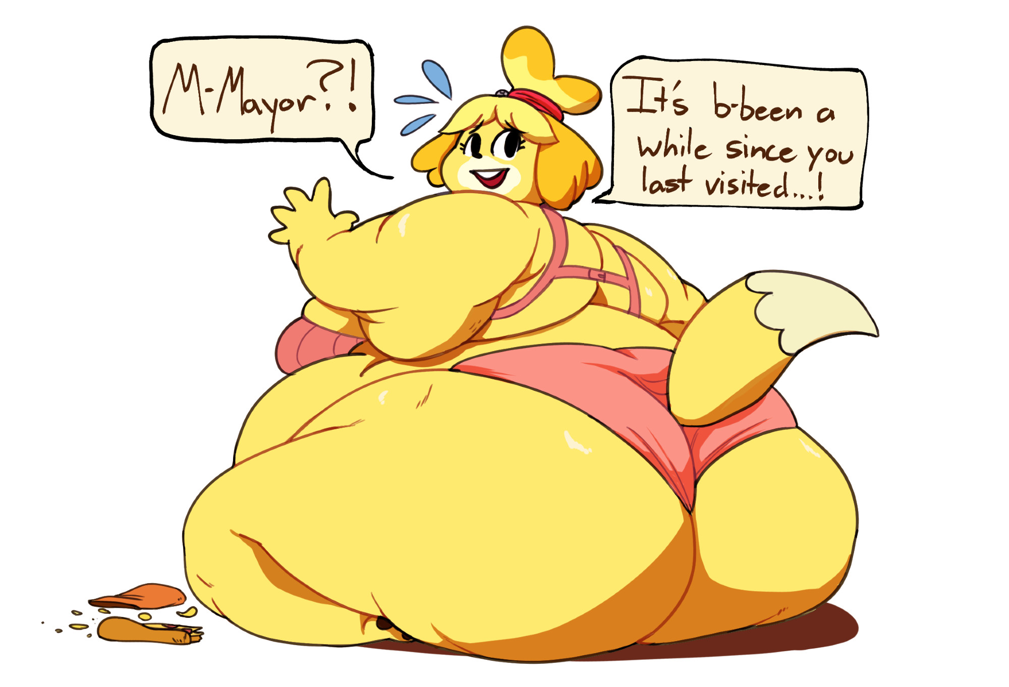 animal crossing, ass, bbw, big ass, big breasts, breasts, bubble ass, bubble butt, female, huge ass, huge breasts, isabelle (animal crossing), kaboodledoodles, overweight, thick thighs, wide hips