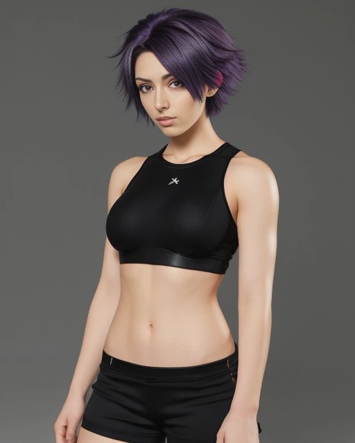 1girls ai_generated black_bra bra earthbound_(series) earthbound_64 kumatora mother_(series) mother_3 no_background old_design purple_hair realistic sexy.ai