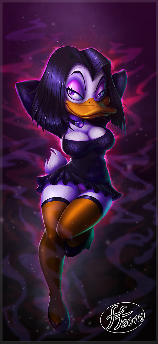 14-bis 1girls anthro avian avian_humanoid beak black_hair black_hair_female disney duck ducktales female female_focus female_only fernando_faria hair looking_at_viewer magica_de_spell purple_eyes smile solo tagme