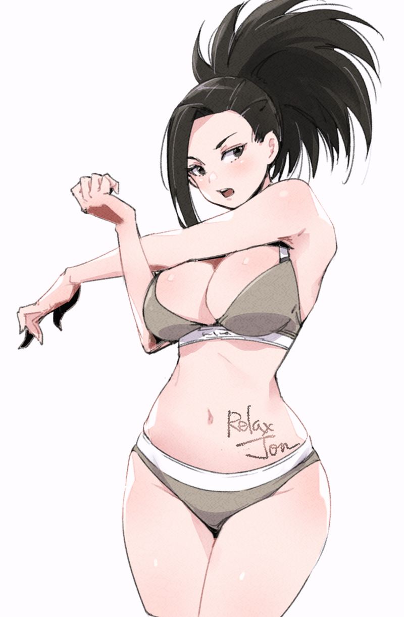 1girls armpits arms_crossed_ bare_armpits bare_arms bare_belly bare_chest bare_hands bare_hips bare_legs bare_midriff bare_navel bare_shoulders bare_skin bare_thighs bare_torso belly belly_button black_hair black_hair_female boku_no_hero_academia bra breasts cleavage crossed_arms curvy curvy_ass curvy_body curvy_female curvy_figure curvy_hips curvy_thighs dot_nose elbows female female_focus female_only fingernails fingers grey_bra grey_panties grey_underwear groin hair_over_one_eye half_naked head_tilt high_resolution highres hourglass_figure large_breasts legs light-skinned_female light_skin long_hair looking_at_viewer momo_yaoyorozu my_hero_academia naked naked_female navel nude nude_female panties parted_bangs ponytail pussy relaxjon shoulders simple_background slender_body slender_waist slim_girl slim_waist solo sports_bra sports_panties standing student teenager thick_thighs thighs thin_waist tilted_head underboob underwear upper_body v-line white_background wide_hips