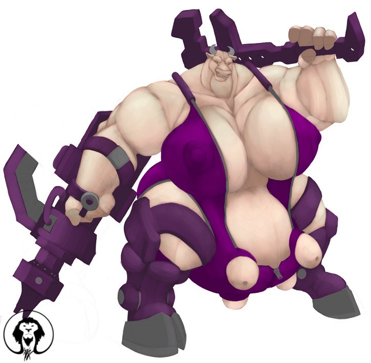 better_version_at_source biceps big_breasts big_muscles bovine breasts cattle cloven_hooves drill extreme_muscles female hooves horn horns huge_breasts mammal muscular obese pose power_drill small_head teats thick_neck thick_thighs tools triceps udders ugly_female wrench xatanlion zipper