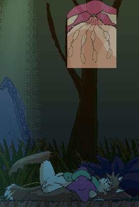 animated, anthro only, breasts, crying, cum, female, fly, game over, lactation, milk, nona, pee, peeing, tagme, wolf, wolf dungeon