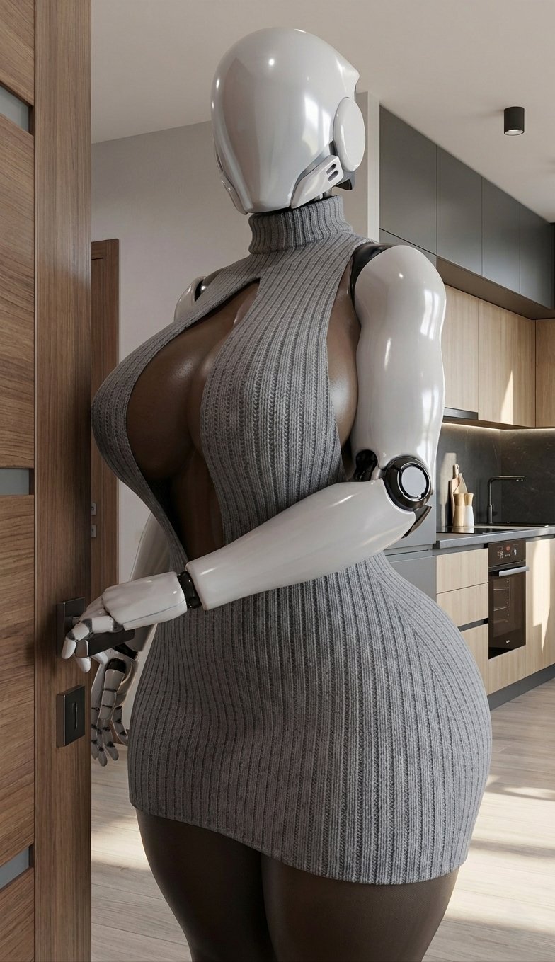 3d, 3d (artwork), android, big breasts, black body, curvy, dark skin, dark-skinned female, haydee, haydee (game), inner sideboob, sideboob, sularetal, sweater