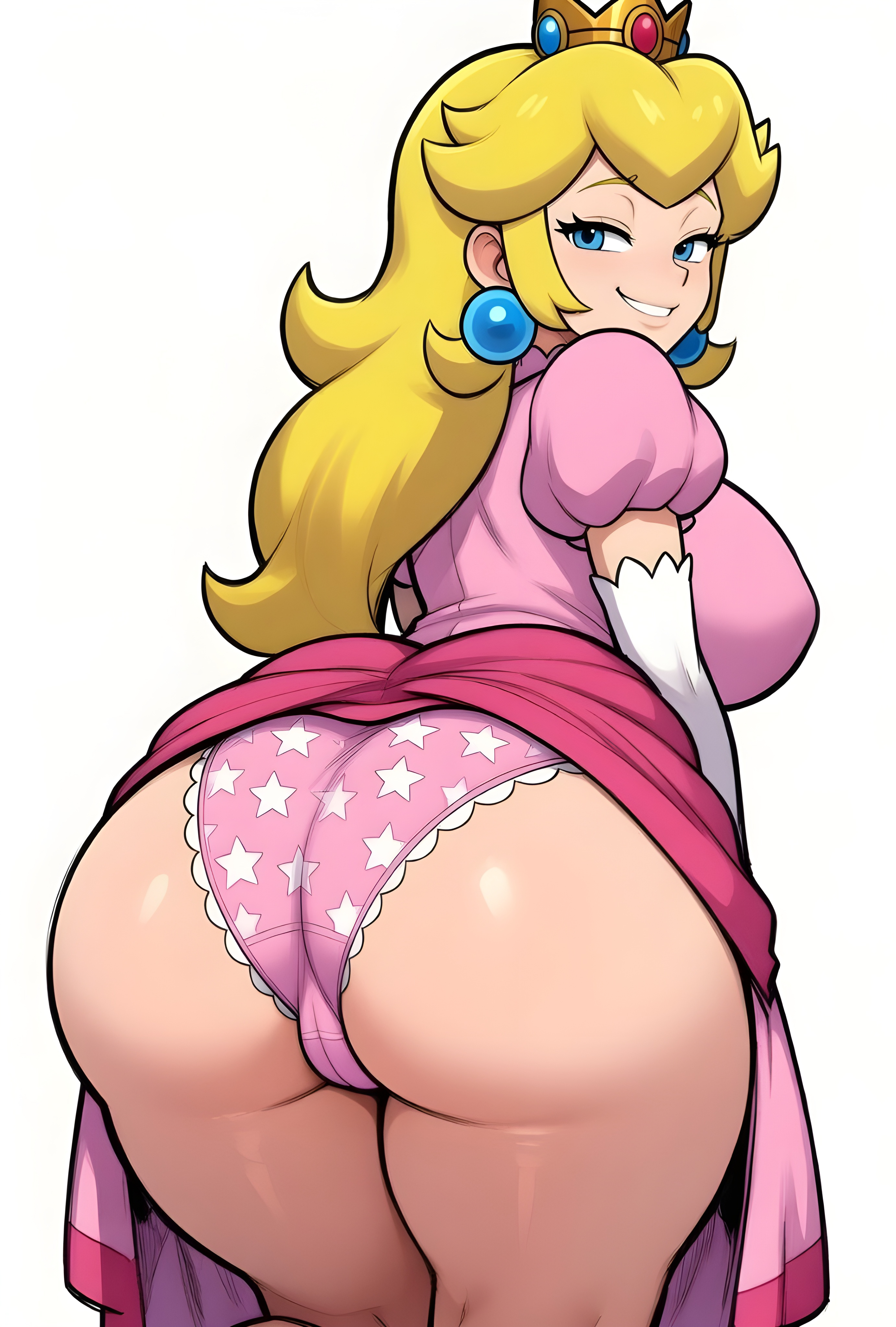 1female, 1girls, ai generated, ass, big ass, big breasts, big butt, brasil louco, bubble ass, bubble butt, clothed, clothed female, curvaceous, curvy, curvy body, curvy figure, fat ass, fat butt, fat female, female, fully clothed, large ass, large breasts, looking at viewer, looking back, looking back at viewer, mario (series), mature, mature female, mature woman, milf, milf body, nintendo, princess, princess peach, seducing, seducing viewer, seductive, seductive look, seductive smile, sexy, sexy body, sexy pose, simple background, solo, solo female, solo focus, super mario bros., tagme, thick ass, thick body, thick butt, thick thighs, voluptuous, voluptuous body, voluptuous female, white background