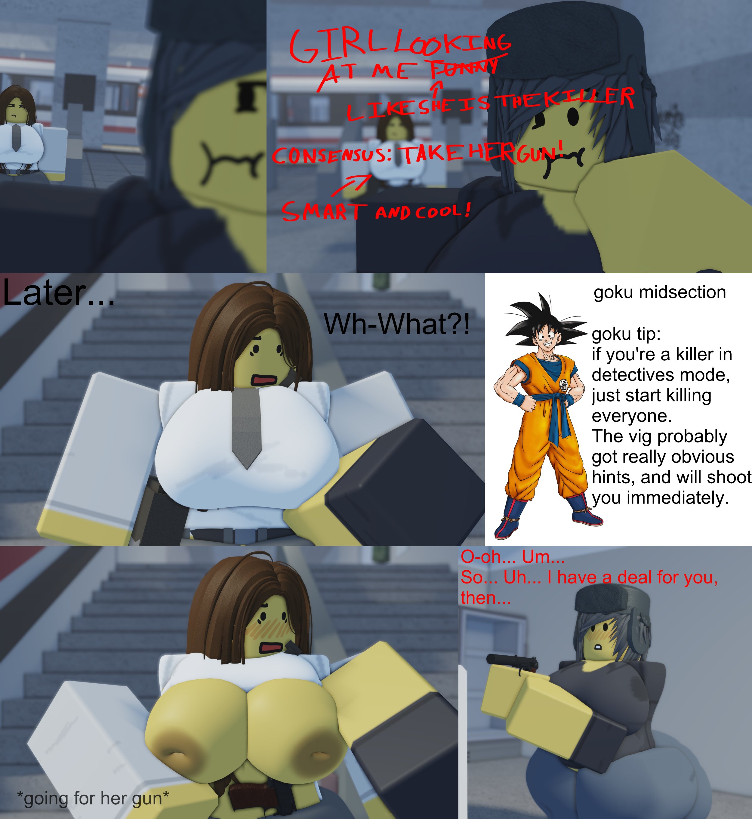 1futa, 1girls, 3d, anastasy federovy, antonovich lebedev, blood debt, comic, dialogue, dragon ball, english text, goku, hibana rr34, pistol, roblox, roblox game, robloxian, son goku, tagme, text